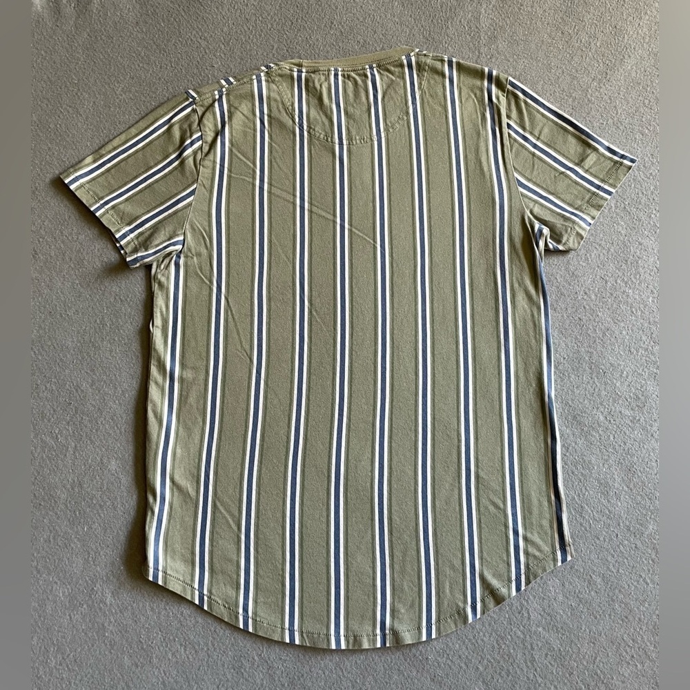 Abercrombie & Fitch Soft AF Tee Men’s Small Green Striped 100% Cotton Shirt - Picture 6 of 6